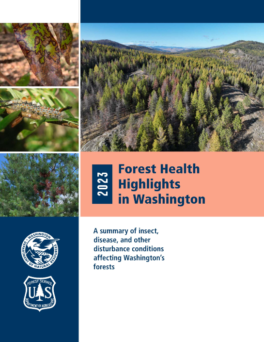 the cover of the 2023 Forest Health Highlights in Washington report