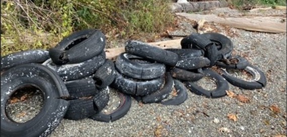 pile of tires on beach