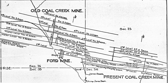 Coal mine map of the Coal Creek Mine
