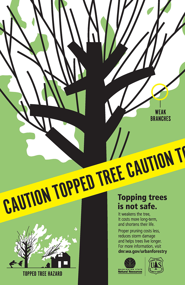 Caution topped tree poster