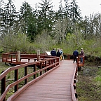 hikers on trail at view area