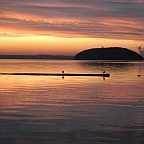 View of the island at sunset.