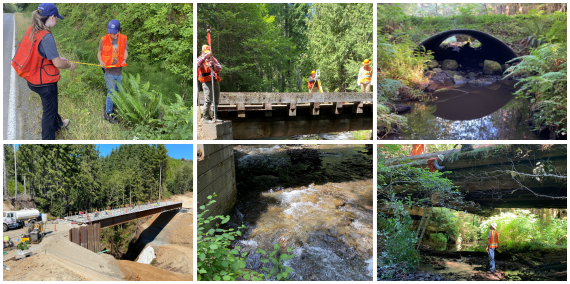 A collage of engineering projects and employees at work.