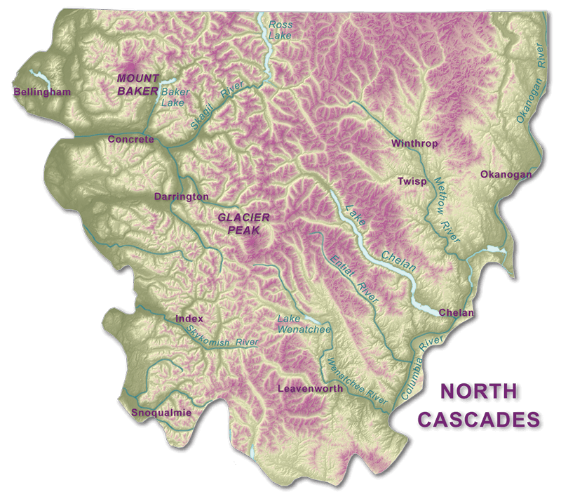 North cascade on sale mountains map