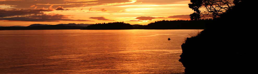 Sun sets over aquatic habitat in the Strait of Juan de Fuca