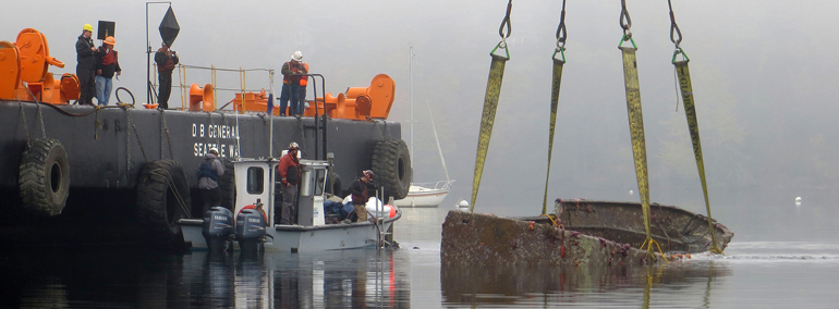Derelict vessels pose hazards to aquatic environments and shipping lanes. 