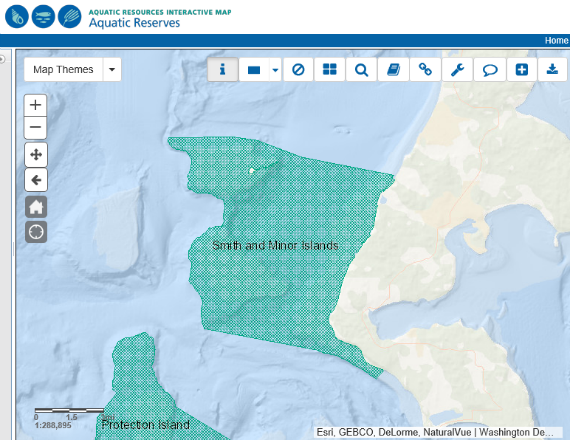Smith and Minor Island Aquatic Reserve Map