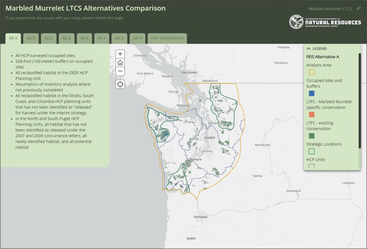 A graphic showing an interactive story map for the alternatives in the final environmental impact statement
