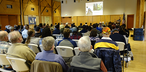 People attending a talk at the 2018 OESF Science Conference