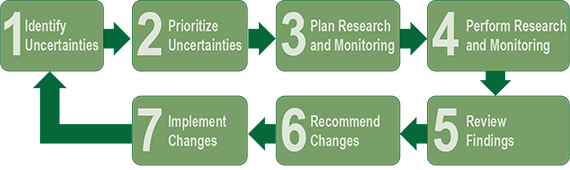A diagram of the adaptive management process